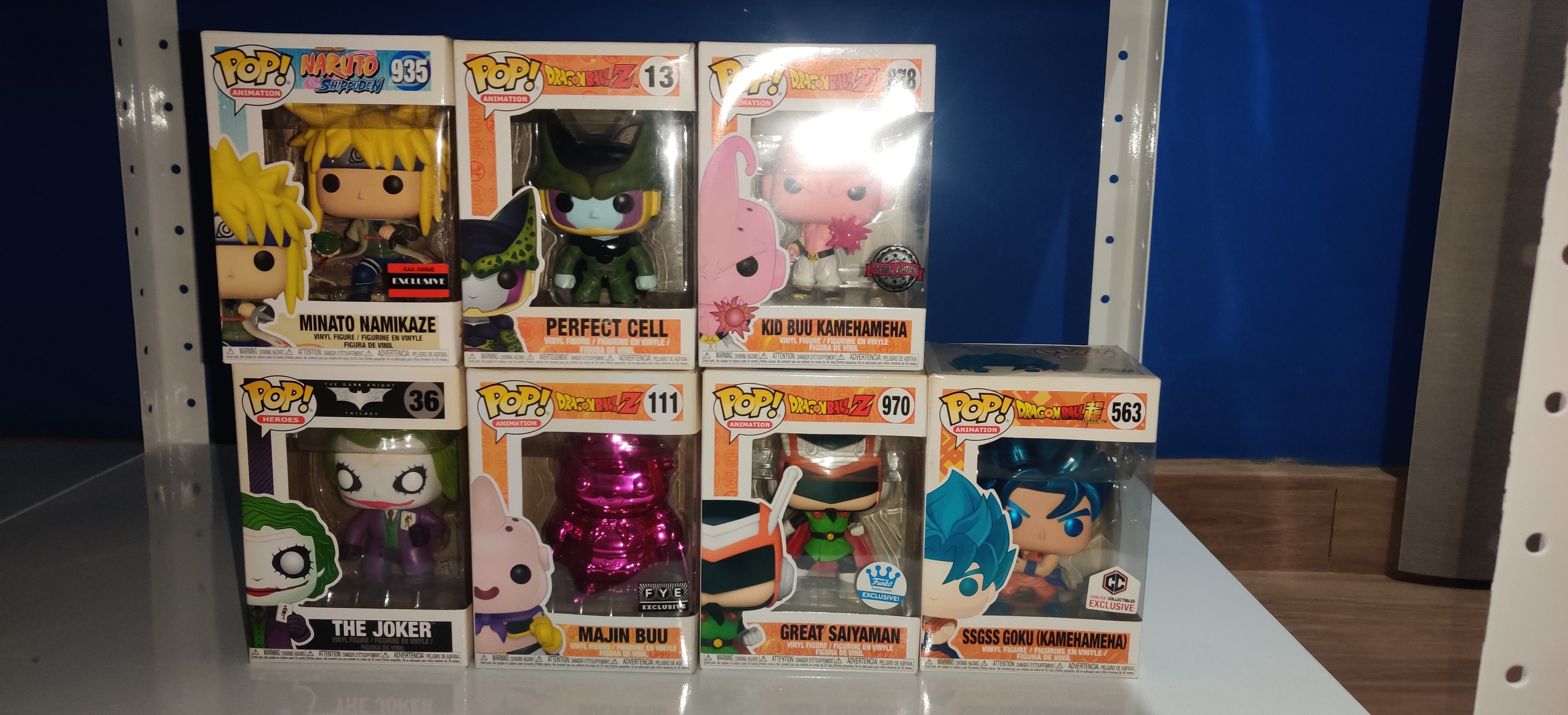 Funkos - Israel, pops dañados, (Minato 935,perfecto cell 13, making buu 878,ssgss Goku 563, Majin buu 111, Joker 36