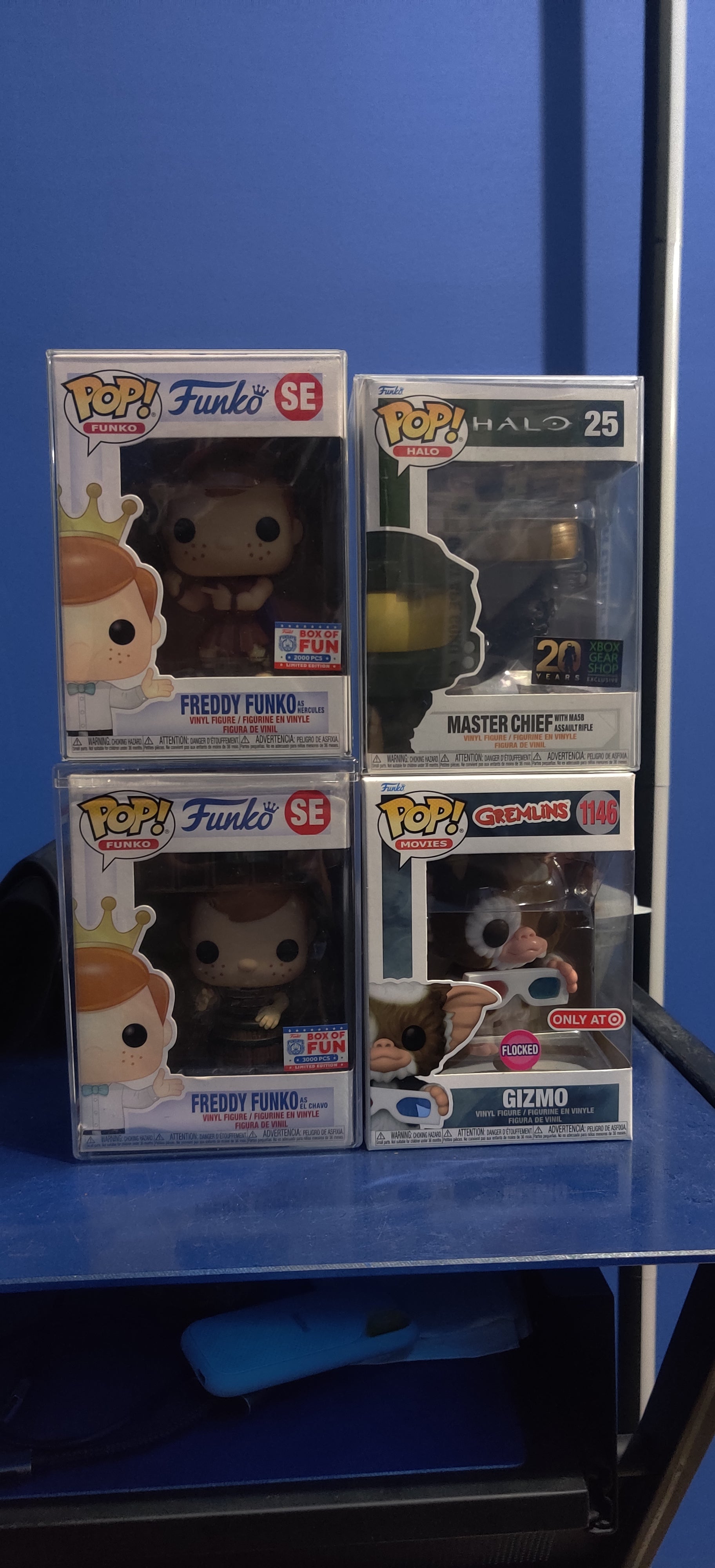 Funkos - Alexis, Freddy as el chavo, Master Chief, Freddy as Hercules