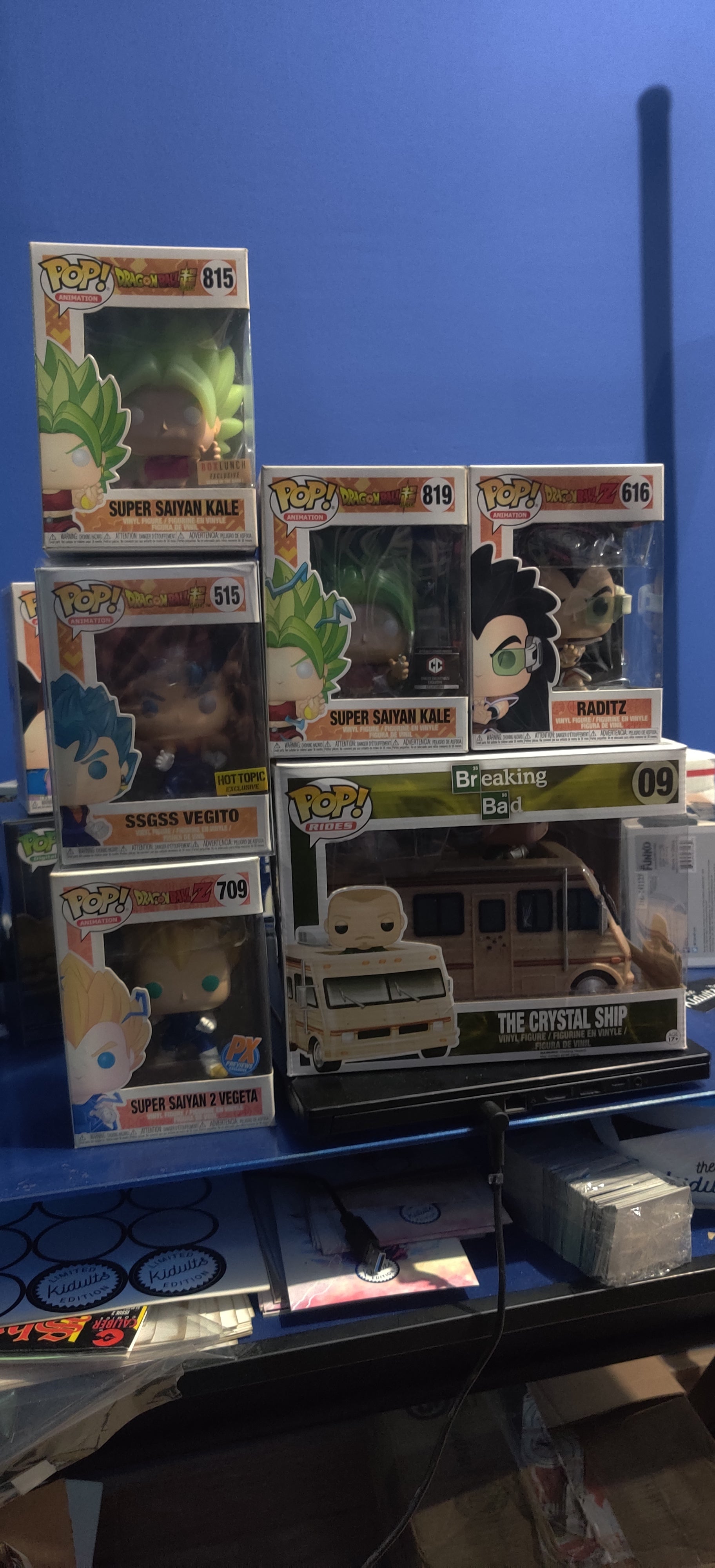 Funkos - Eddy Sour, ssgss vegito HT, Raditz, the crystal ship, 3 promos x 150